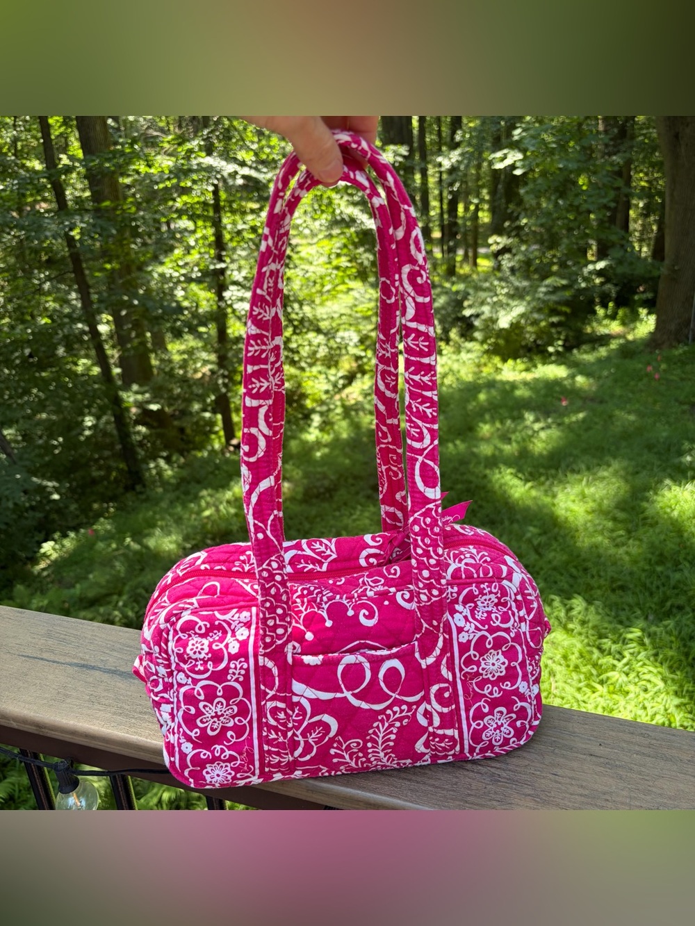 Vera Bradley Twirly Birds Pink Classic Shoulder Bag Retired 2010 HTF